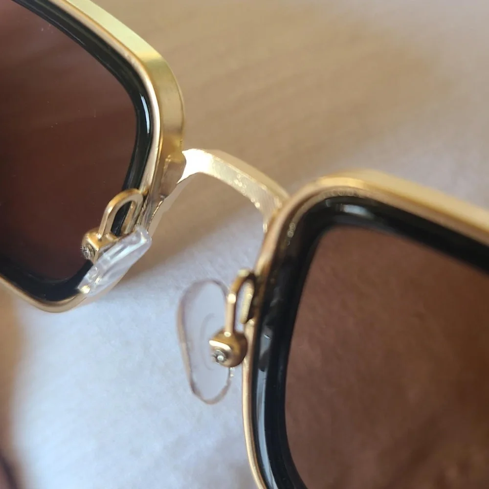 NEW Steampunk Retro Rectangle Sunglasses Unisex brown/gold/black